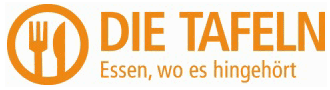 Orange logo for Die Tafeln with a fork and knife icon and the text