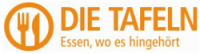 Orange logo for Die Tafeln with a fork and knife icon and the slogan 