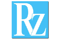 Weiße Buchstaben „Rz“ in einer fetten Serifenschrift, zentriert auf hellblauem quadratischem Hintergrund.