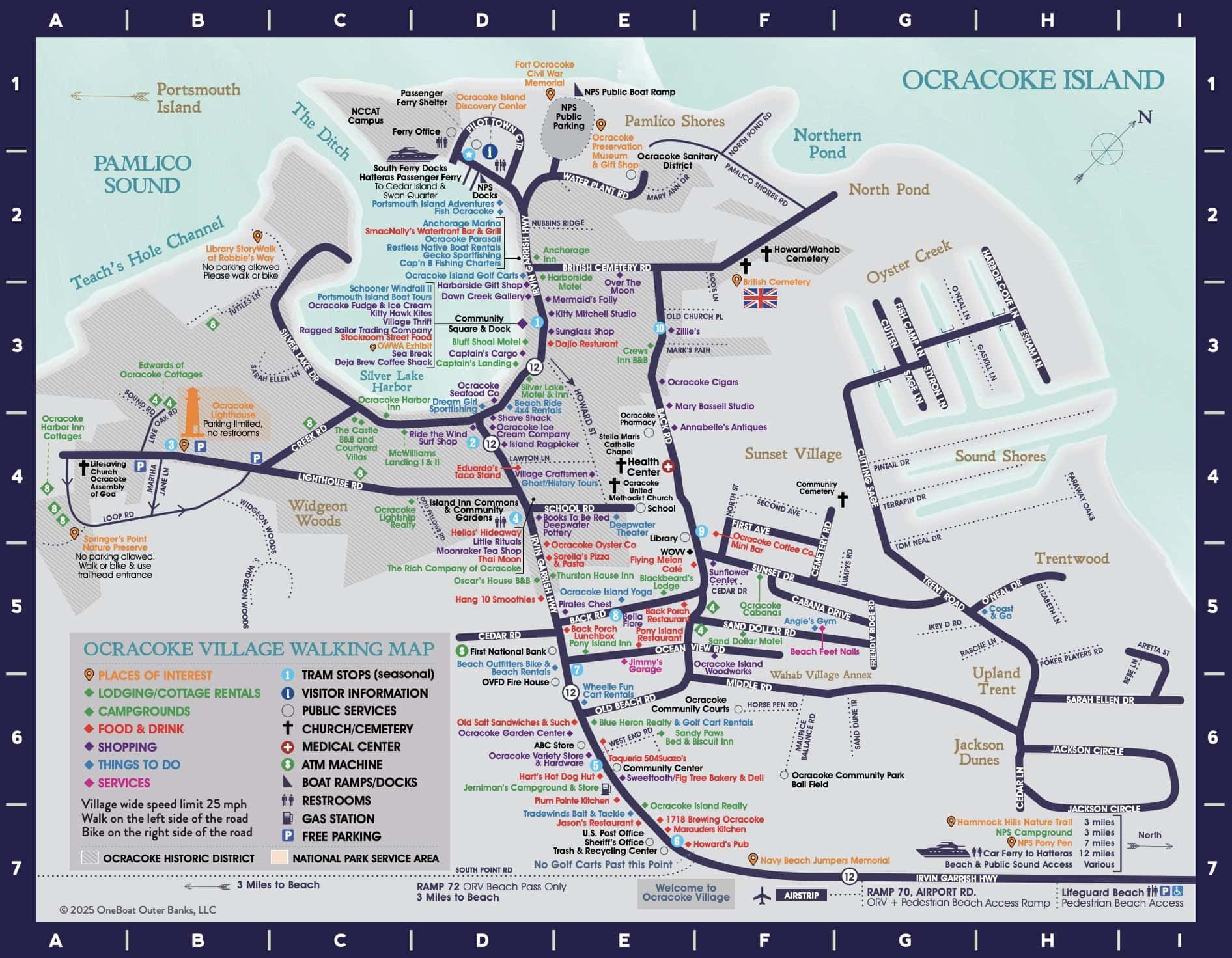 Ocracoke NC Village Map | The Castle Inn at Silver Lake