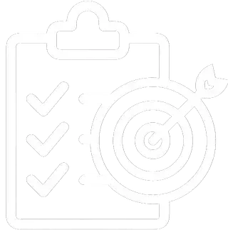 Lista de verificación con marcas de verificación y un objetivo.