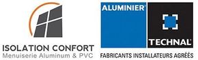 Logo Isolation Confort Menuiserie PVC et Aluminium et logo Aluminier Technal