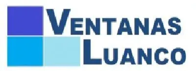 Un logo azul y blanco para ventanas luanco