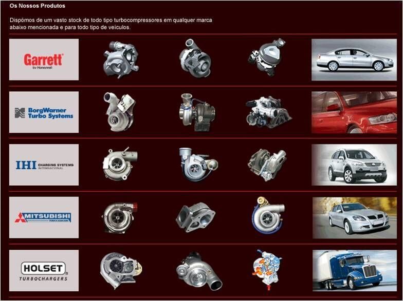 Uma exposição de vários turbocompressores, incluindo Garrett e Holset