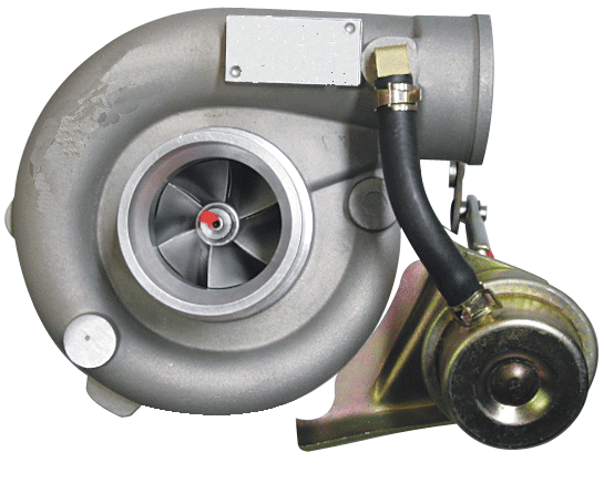 Um turbocompressor com uma mangueira conectada a ele