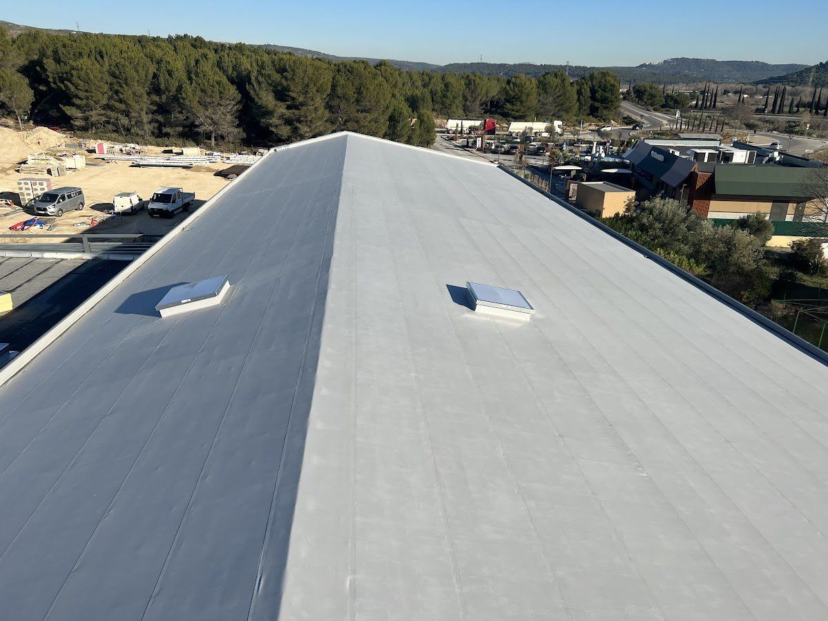 Membrane PCV d'un toit gris