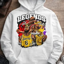 Sudadera blanca con capucha con un colorido gráfico de baloncesto 