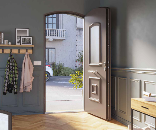 Porte d'entrée avec cintre en aluminium à Ussel