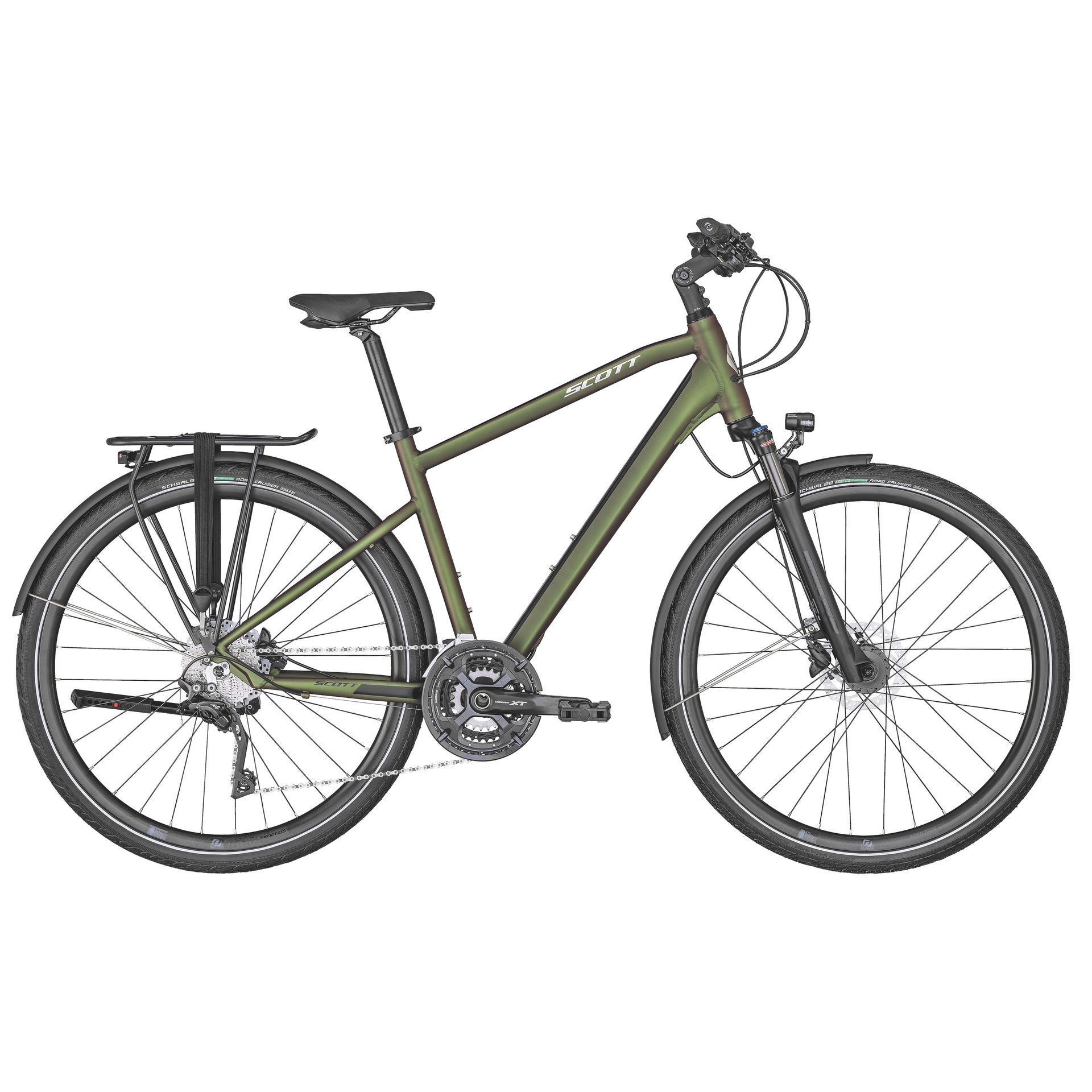 Un vélo de randonnée vert kaki