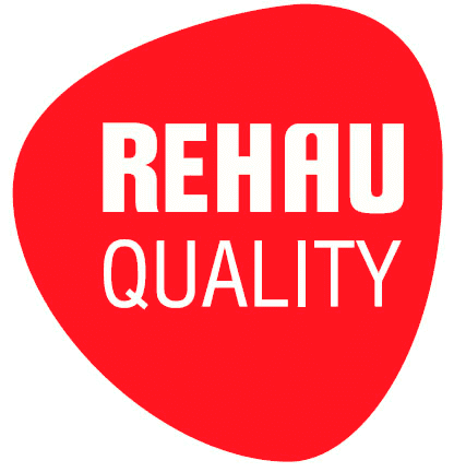 Un logotipo rojo y blanco para la calidad de Rehau.