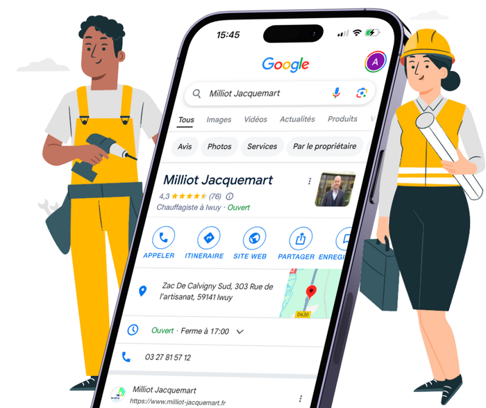 Zoom sur fiche Google de Milliot Jacquemart