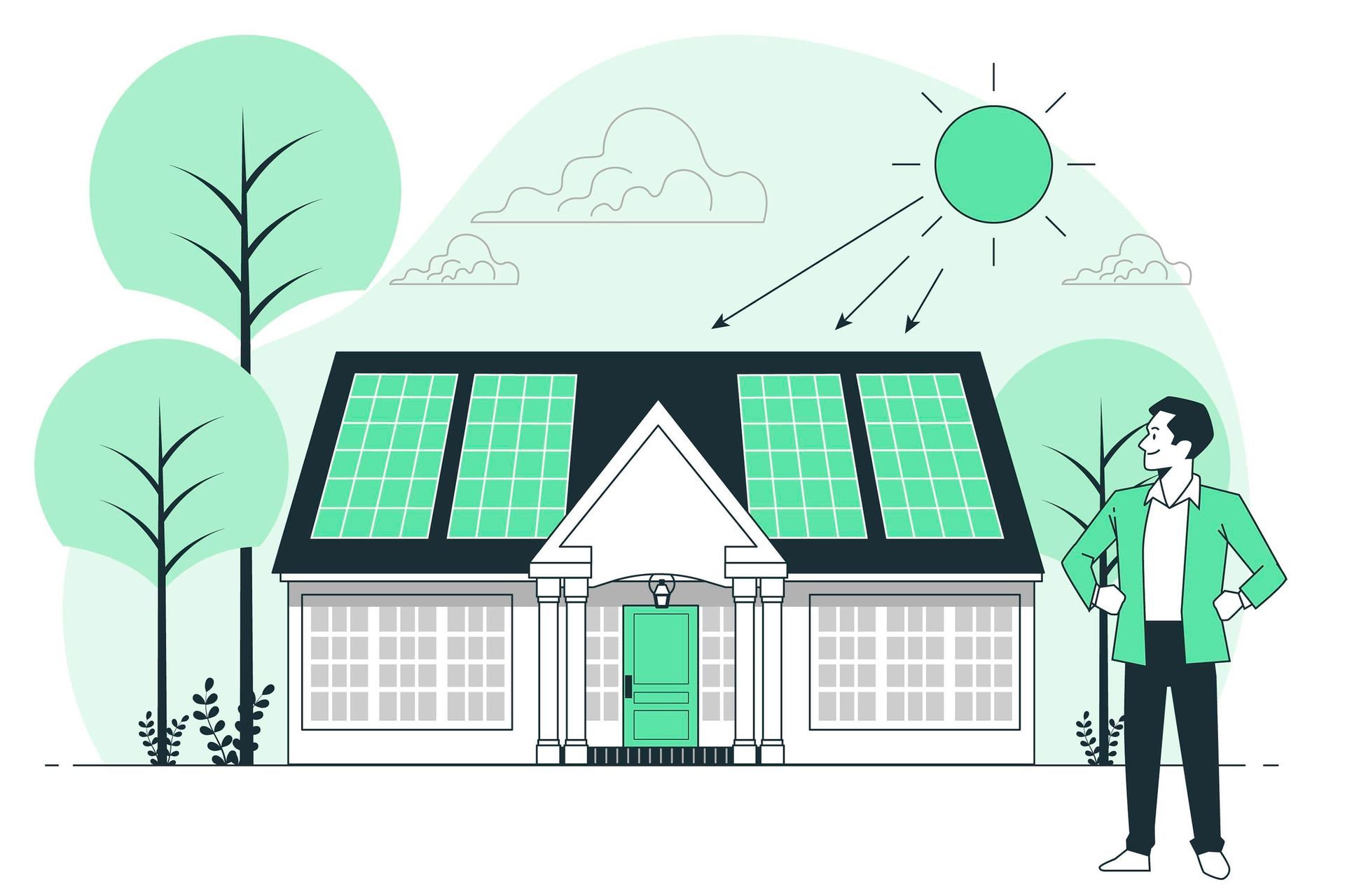 Maison avec des panneaux solaires