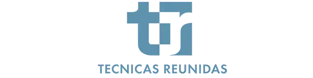 Un logotipo azul para técnicas reunidas sobre un fondo blanco.
