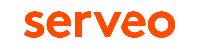 La palabra Serveo está escrita en naranja sobre un fondo blanco.