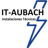 Un logotipo para IT-Aubach Instalaciones Técnicas con un rayo.