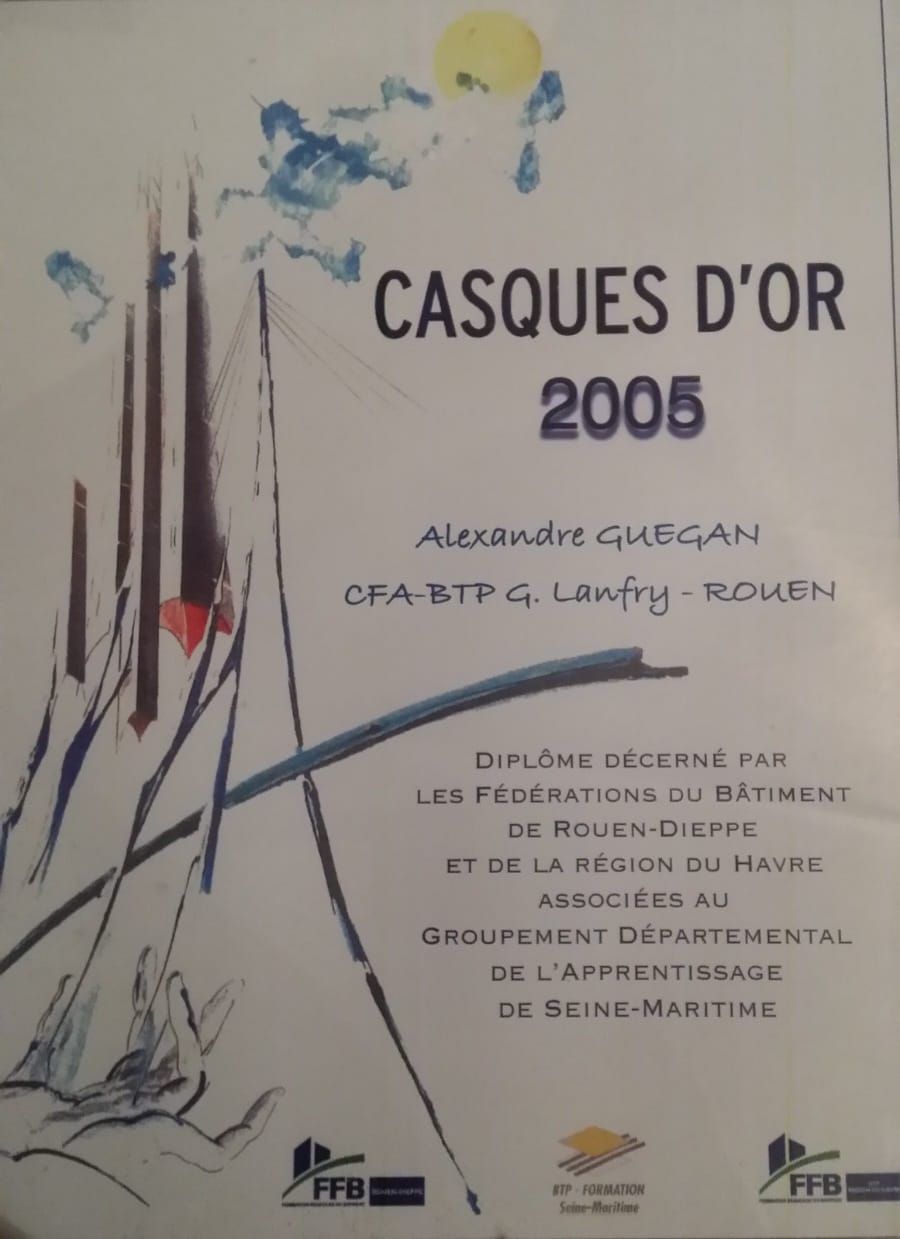 Diplôme Casque d'Or 2005 décerné à Alexandre Guegan