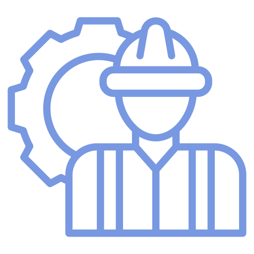 Icon mit Bauarbeiter und Zahnrad