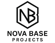 Logotipo para Nova Base Projects: hex&aacute;gono negro con "NB" en el interior, texto "NOVA BASE PROJECTS" debajo.