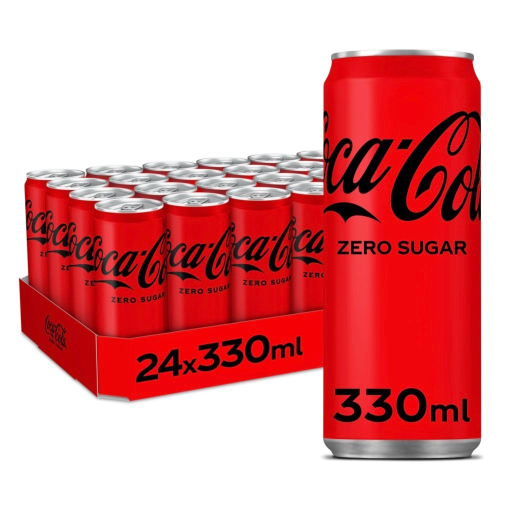 Coca-Cola Zero Sugar dans un plateau rouge de 24 canettes