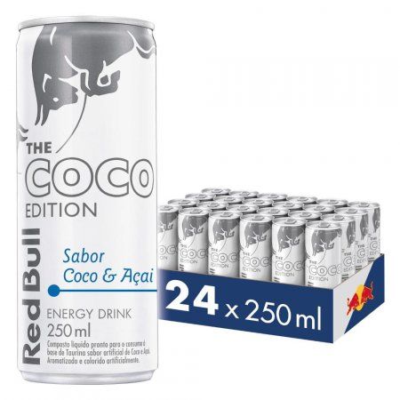 Canette de boisson énergisante Red Bull Coco Edition et pack de 24 canettes.