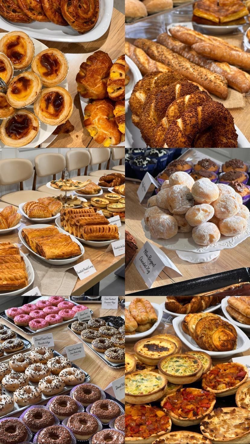 Un collage d'images de différents types de pain et de pâtisseries.