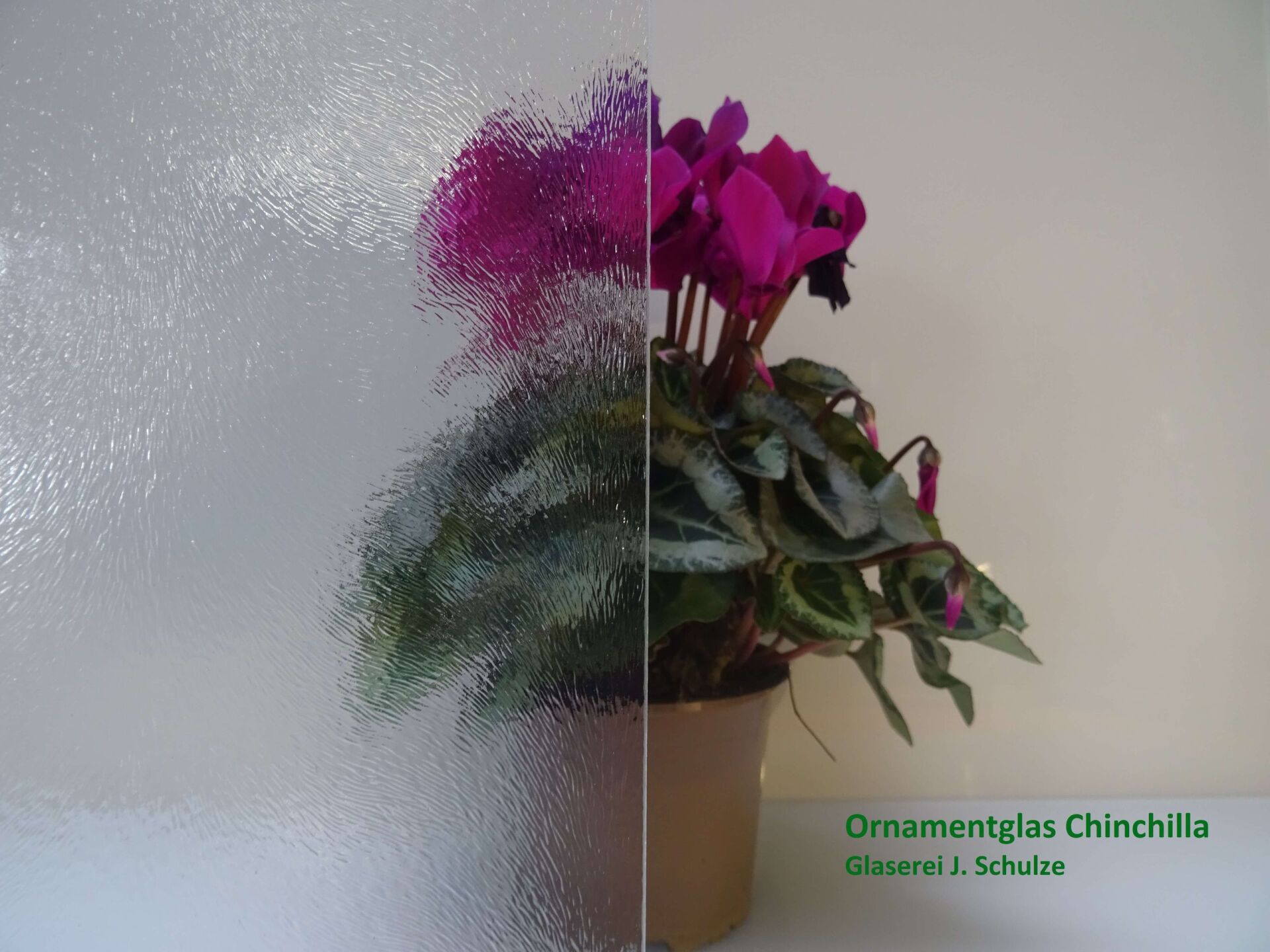 Ornamentglas mit Blumentopf
