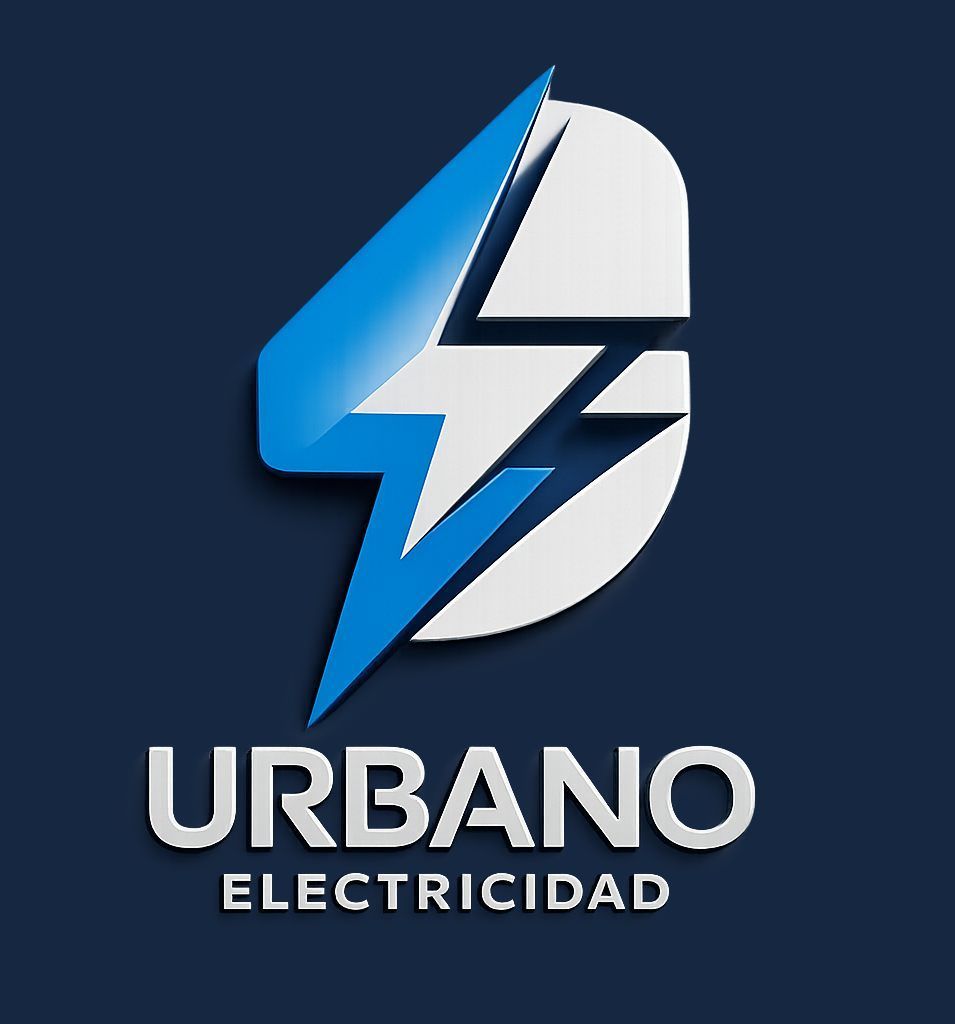 Logotipo de Urbano Electricidad: rayo azul dentro de una figura blanca.
