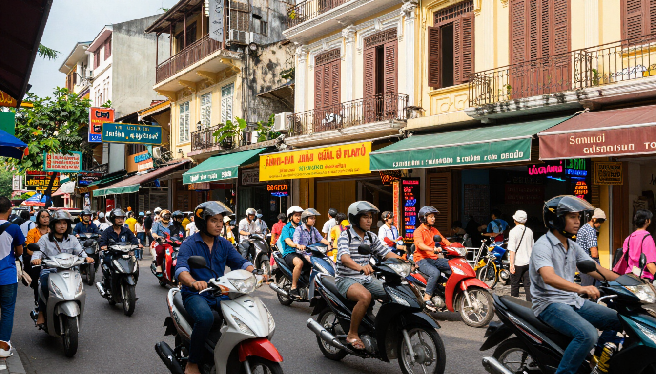 Escena callejera en la ciudad de Ho Chi Minh