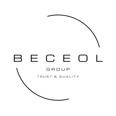 Logotipo del GRUPO BECEOL. Texto dentro de un círculo parcial. Debajo de "GRUPO", se lee "CONFIANZA Y CALIDAD".