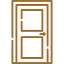 Puerta de perfil marrón con dos paneles y pomo.