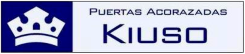 Logotipo con una corona sobre un cuadrado azul y