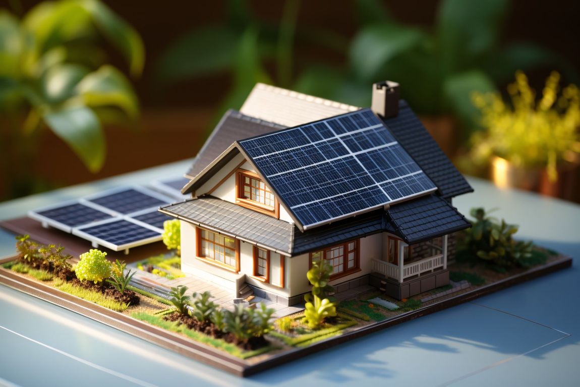 Una fila de turbinas eólicas junto a una fila de paneles solares.