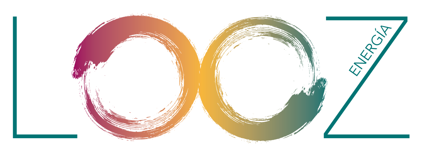 Un logotipo para Looz Energia con un círculo en el medio.