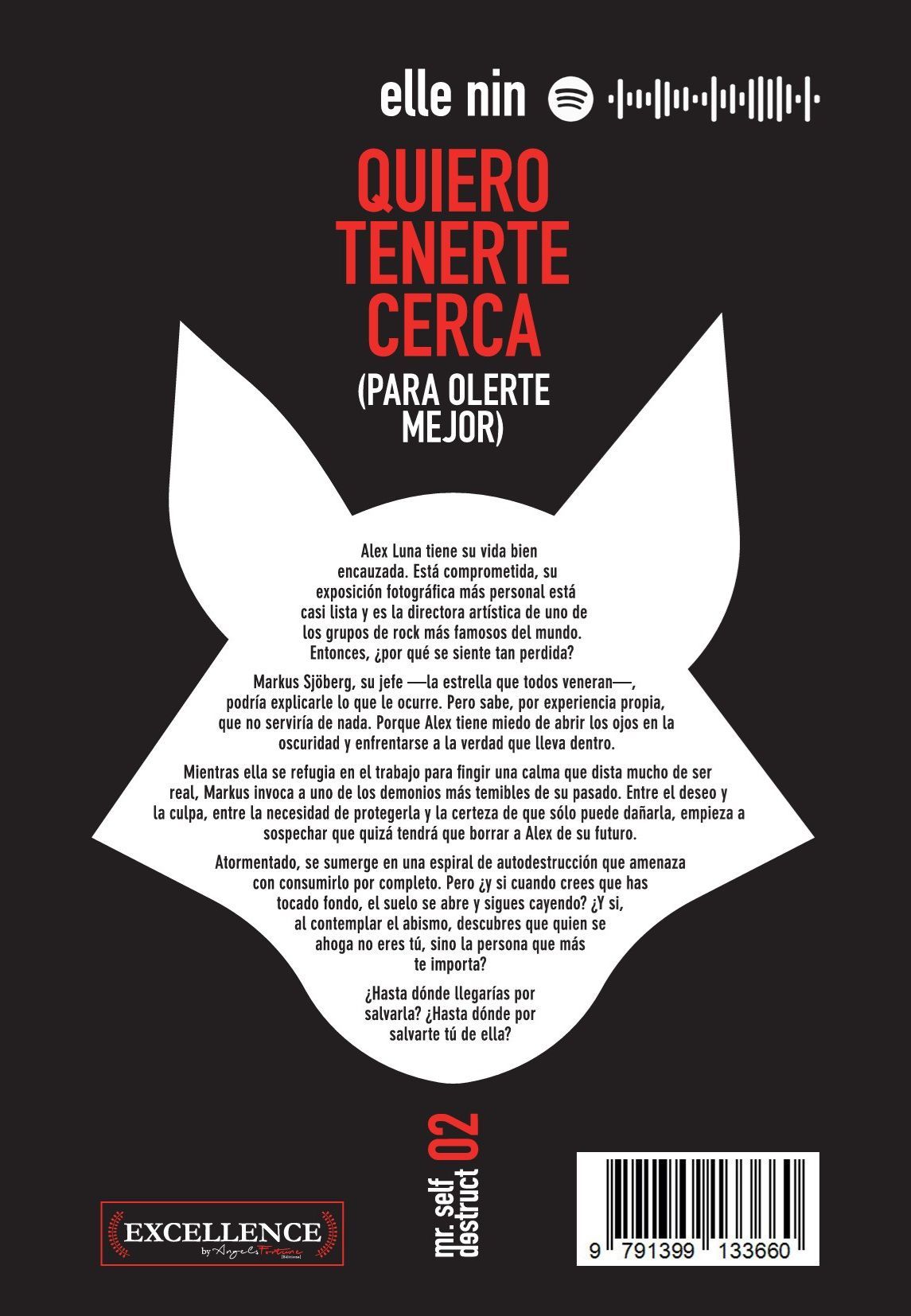 Book cover: red background, white fox outline with abstract black images; text: