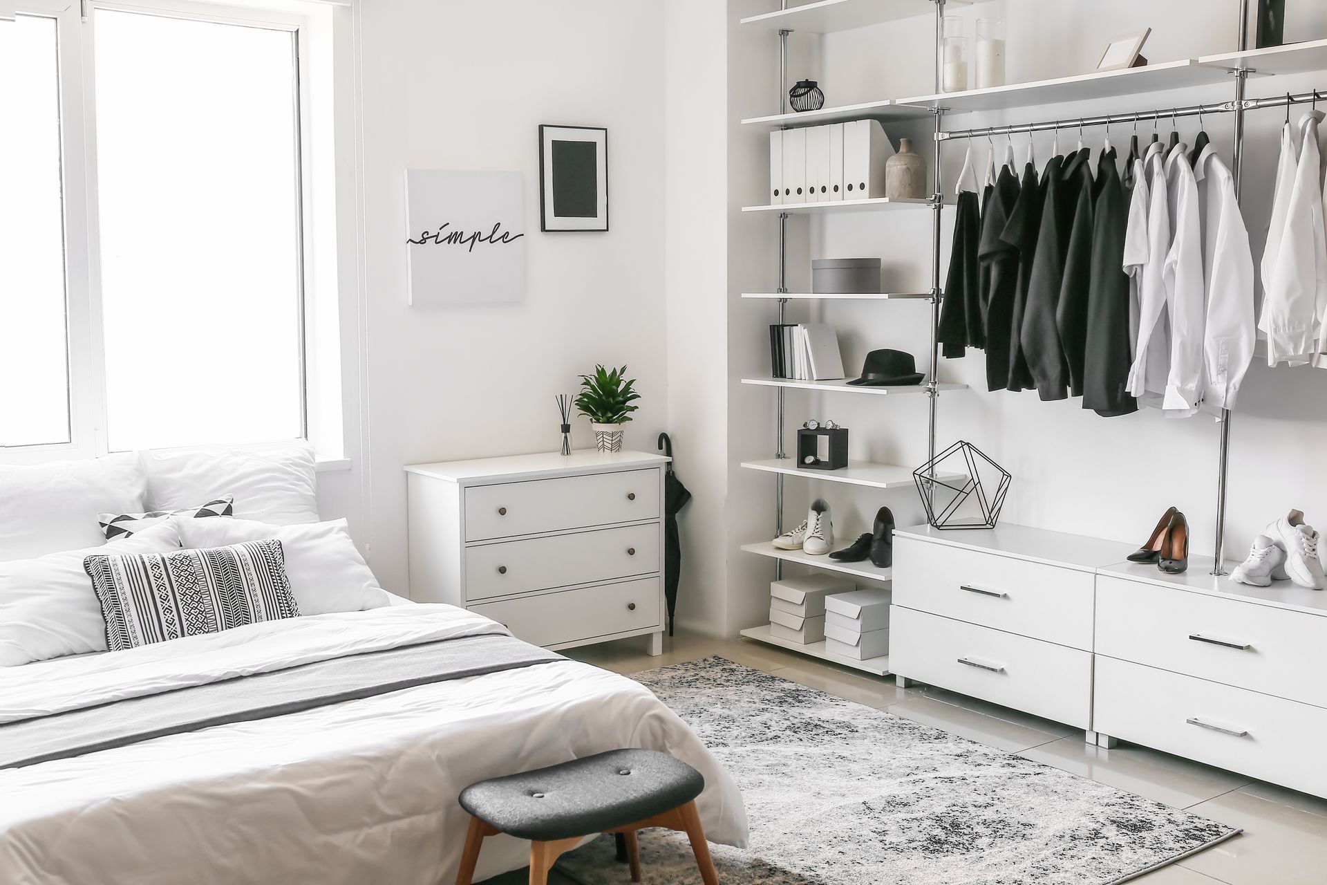 Dressing ouvert sur chambre