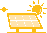 Panneau solaire jaune orné d'icônes de soleil, représentant l'énergie solaire ou les énergies renouvelables.
