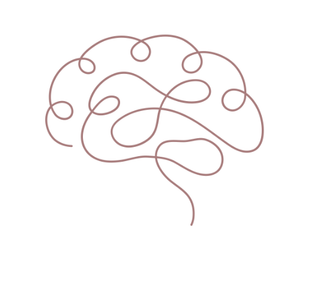 Un dibujo de un cerebro hecho de líneas sobre un fondo blanco.