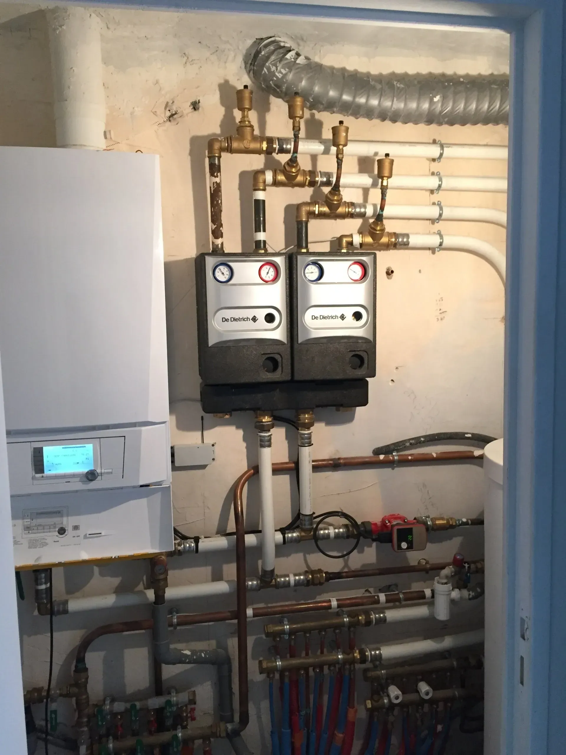 Chaudière au gaz en train de fonctionner