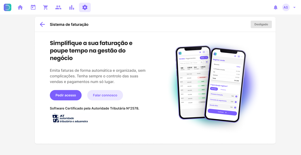 Two smartphones with financial data, purple and white background with text.