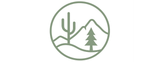 Green circular logo with a cactus, mountain, pine tree, and winding trail