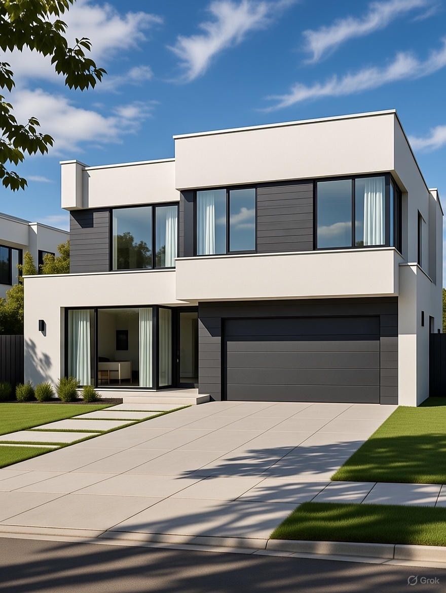 Auvent rétractable beige fixé à une structure de support blanche sur la façade d'un bâtiment.