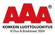 AAA logo with red letters and Finnish text “Korkein luottoluokitus” on white background