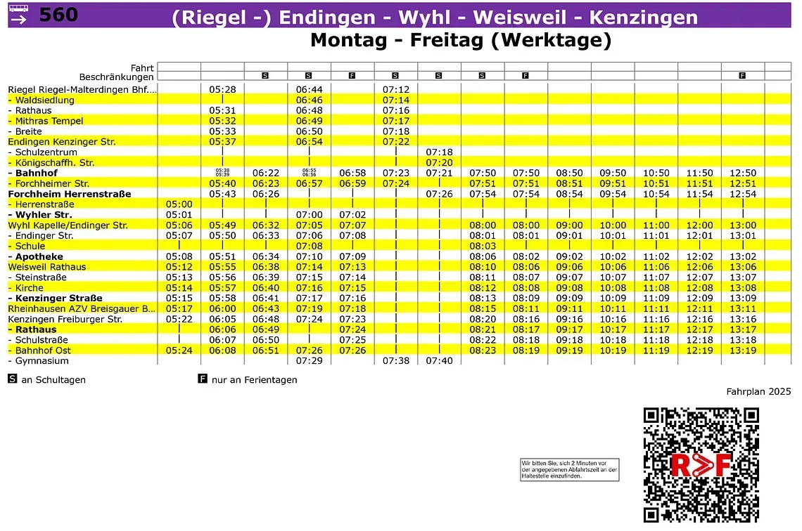 Fahrplan linie 560