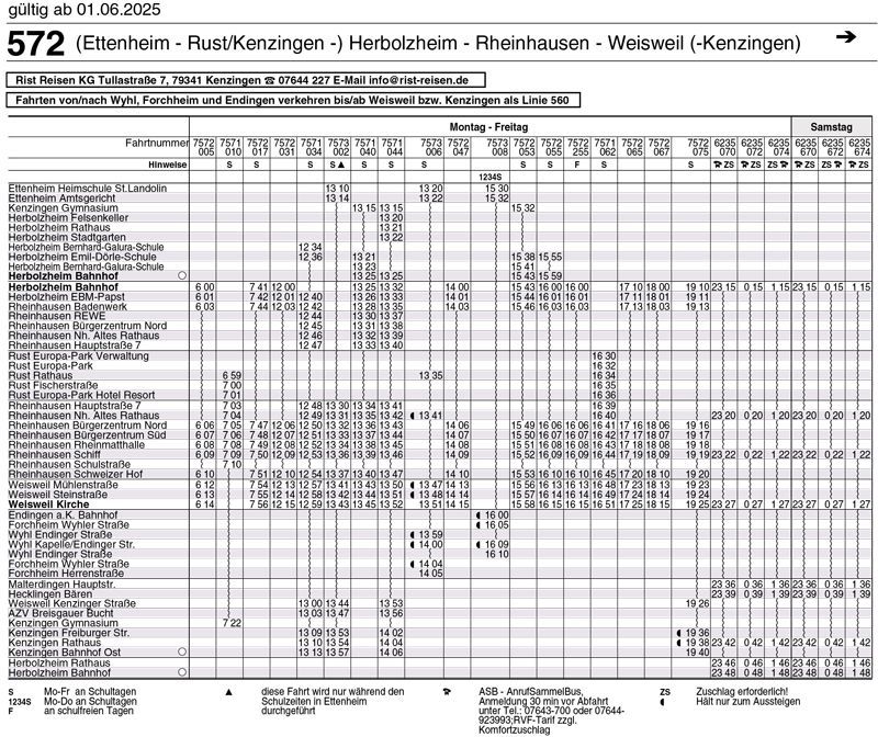 Fahrplan linie 560