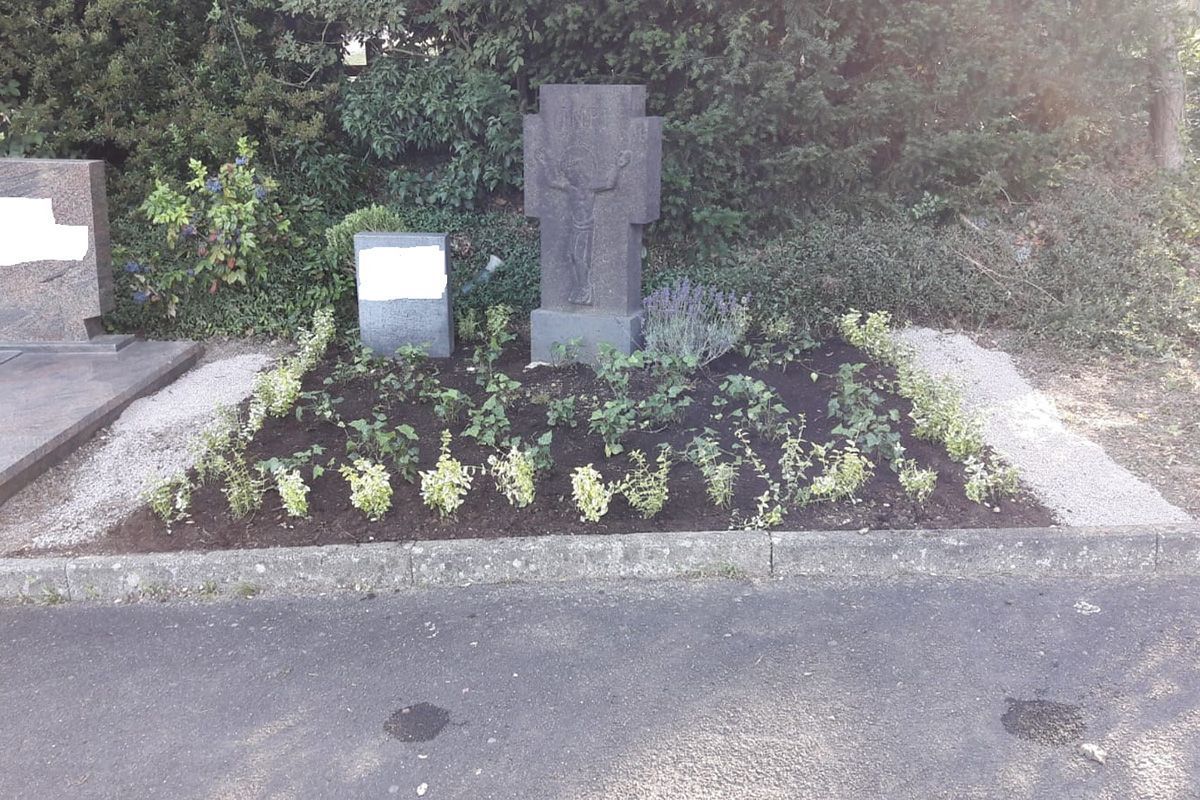 Neubepflanzung eines Grabes
