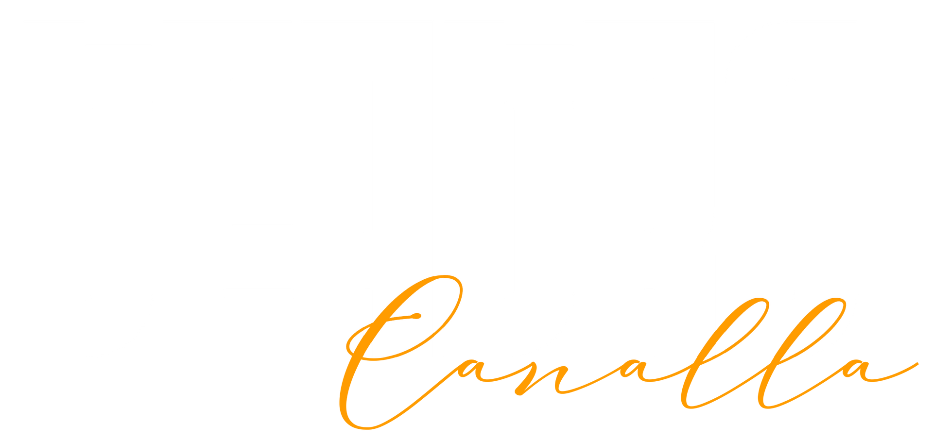 Logotipo “Canalla” en letra cursiva naranja sobre fondo blanco