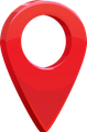 Un marqueur de carte 3D rouge et brillante pointant vers le bas, avec un cercle ouvert en haut.
