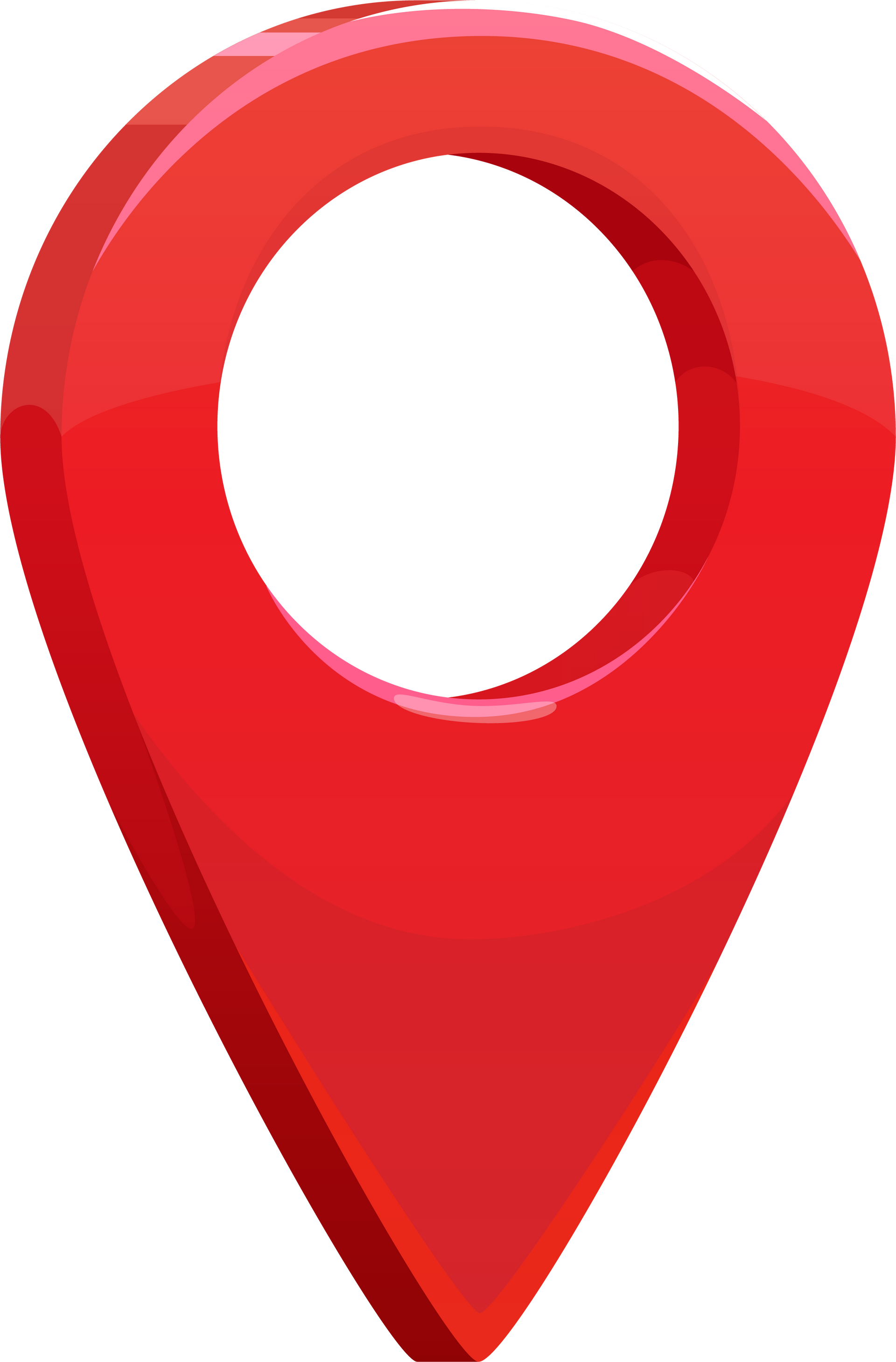 Un marqueur de carte 3D rouge et brillante pointant vers le bas, avec un cercle ouvert en haut.