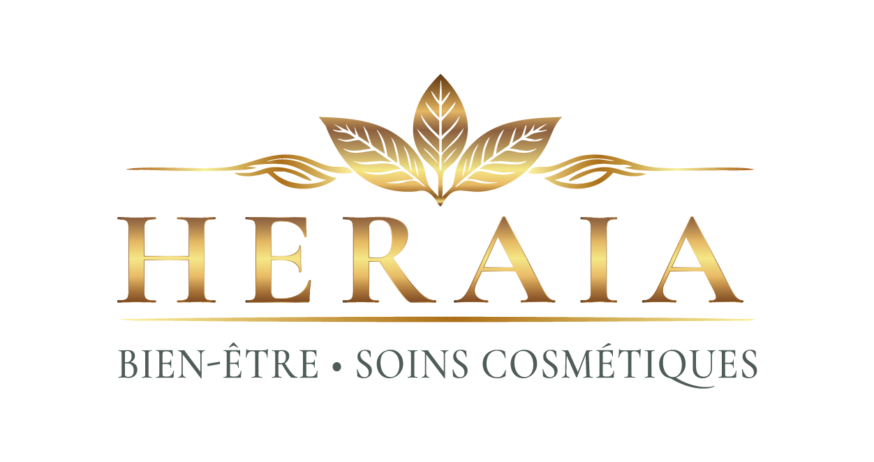 Logo Heraia avec de l’illustration florale et en texte : L'essentiel du soin, en toute simplicité.