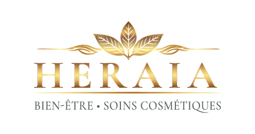 Logo Heraia avec de l’illustration florale et en texte : L'essentiel du soin, en toute simplicité.